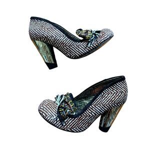 Irregular Choice Funky Artsy Boho Leather Bow Fringe Heels Sz 39 US 8 - 8.5